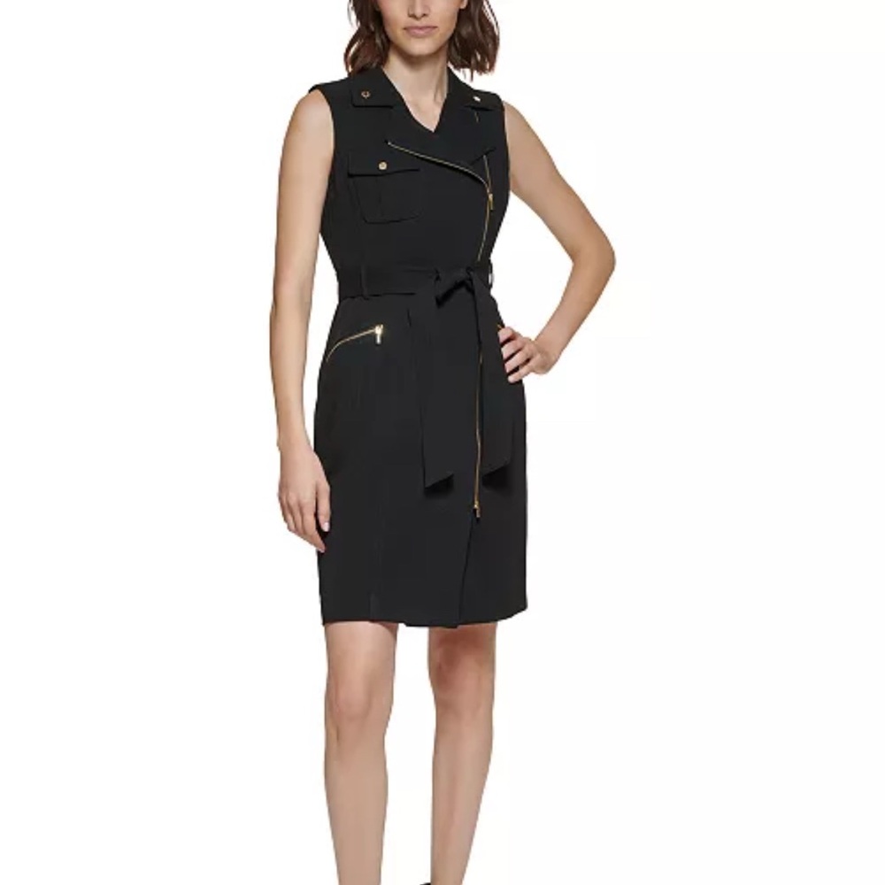Calvin Klein Black Sheath MOD Midi Dress